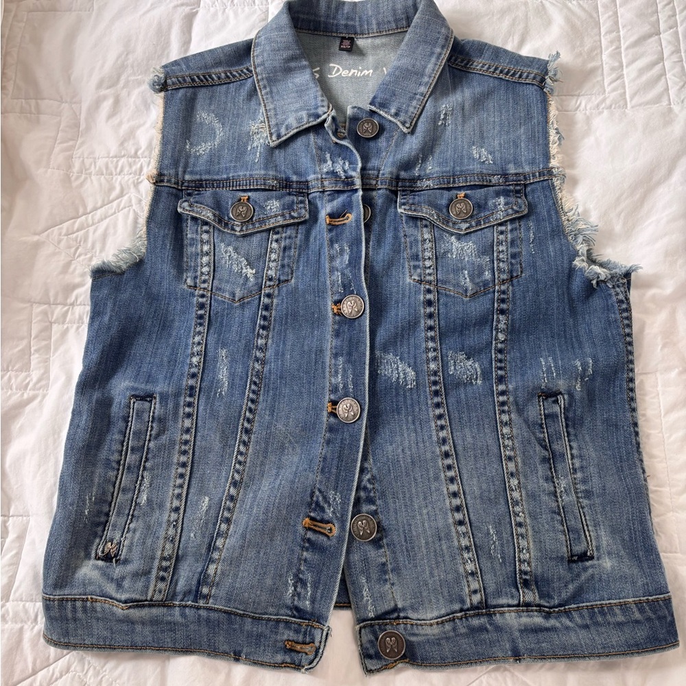 Victoria Secret Vintage Distressed Denim Vest